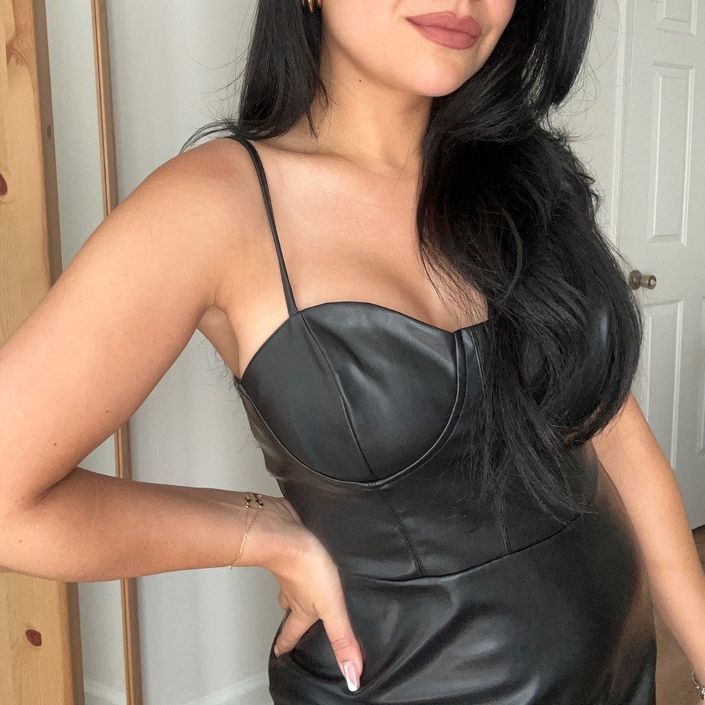 Black Faux Leather Dress